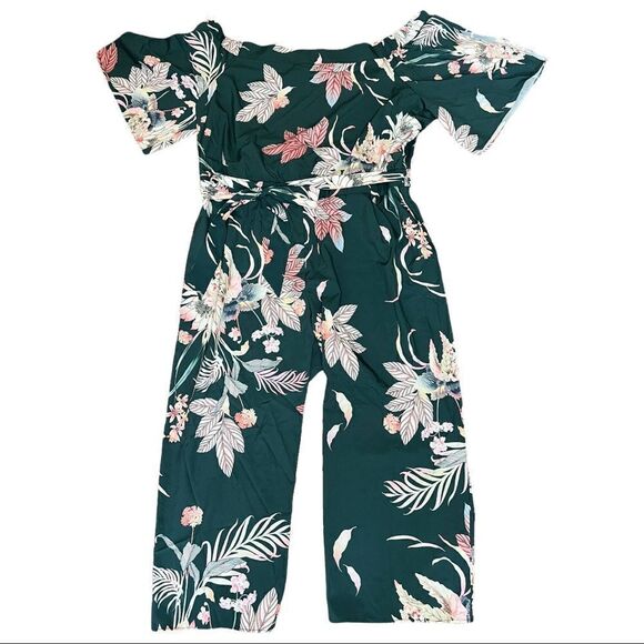 City Chic Jumpsuit in Emerald Amazon Lily Print - Picture 3 of 8